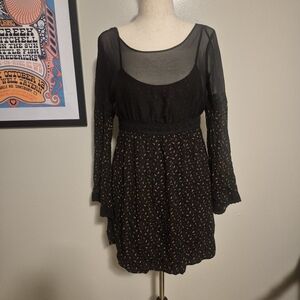 Free People Bohemian Sheer and Lace Dress  8 S-m